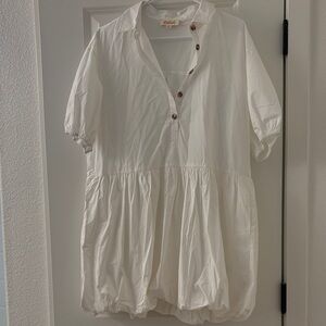 Listicle White Short Sleeve Bubble Dress